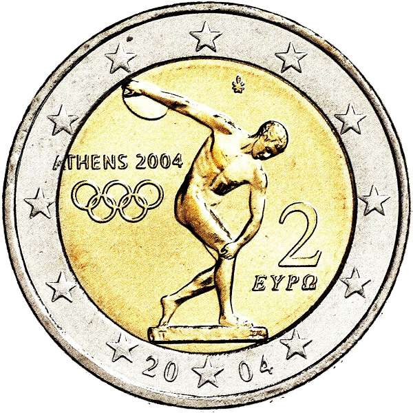 Picture side: 2 Euro memorial coin 2004 Greece 
