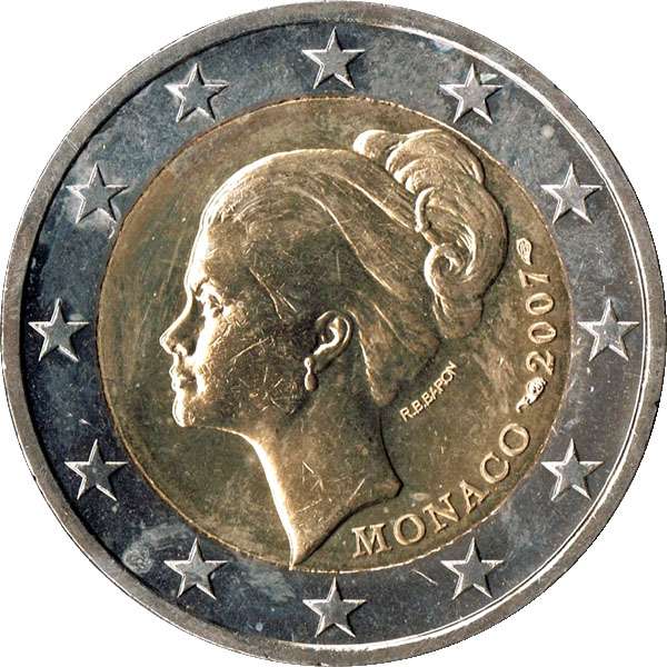 Picture side: 2 Euro memorial coin 2007 Monaco 