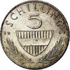 5 Schilling 1965 Wertseite Österreich Zweite Republik