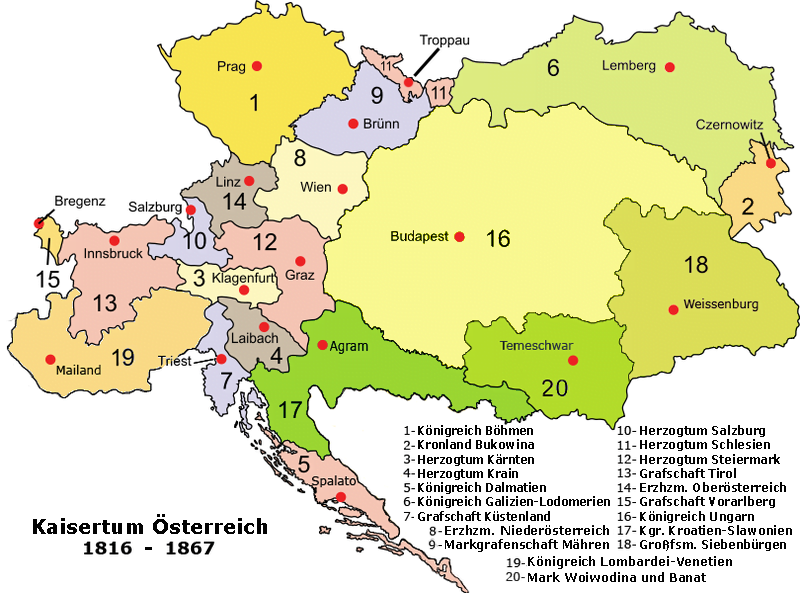 Karte des Kaisertums Österreich