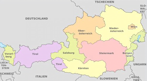 Map of the states Austria