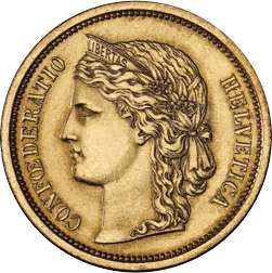 20 Franken 1883 Bildseite Schweiz Helvetia