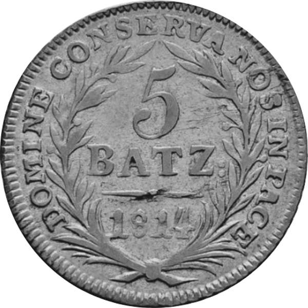 Schweiz Kantonsmünzen 5 Batzen 1814 Wertseite 5 Batzen 1814 Wertseite Schweiz Kantonsmünzen