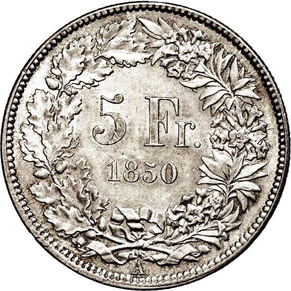 Switzerland 5 Francs 1850 Value side 5 Francs 1850 Value side Switzerland