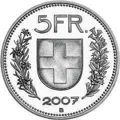5 Franken 2007 Wertseite Schweiz