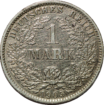 M&uuml;nzen Wert der Kaiserreich M&uuml;nze 1 Mark 1905 ist 7 Euro