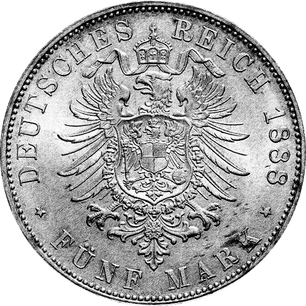 5 Mark 1874 Value side German Empire